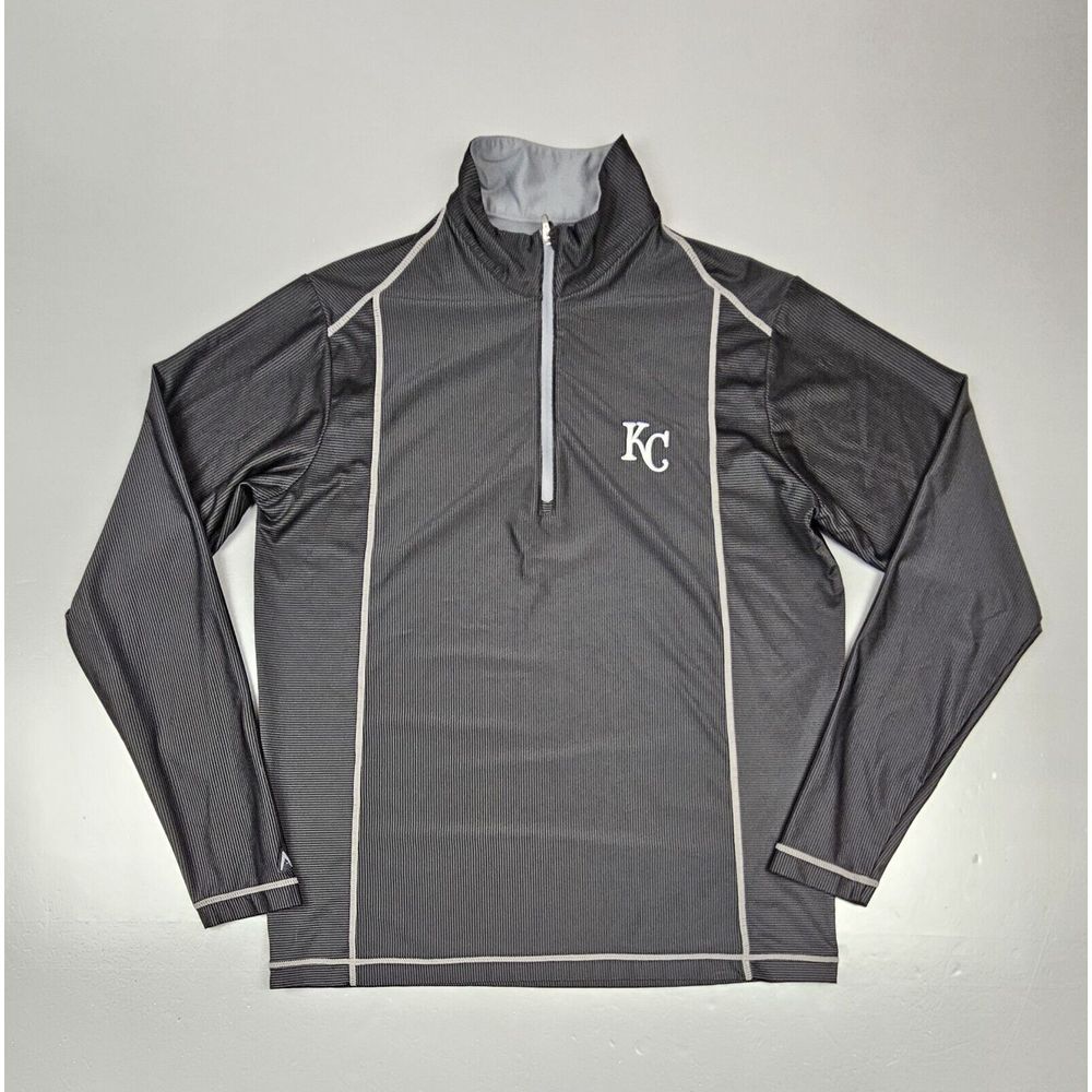 Antigua Kansas City Royals Pullover‎ Mens Med. Qt. Zip Striped Performance.